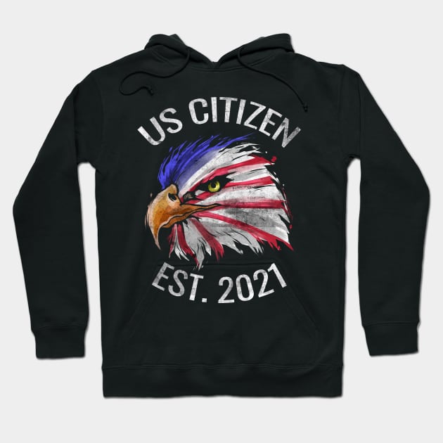 US citizen est. 2021, eagle in colors of US flag, Hoodie by SinBle